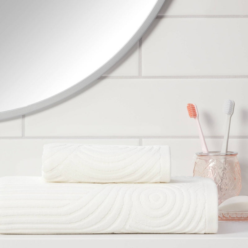 16"x27" Cloud Geo Hand Towel White - Threshold