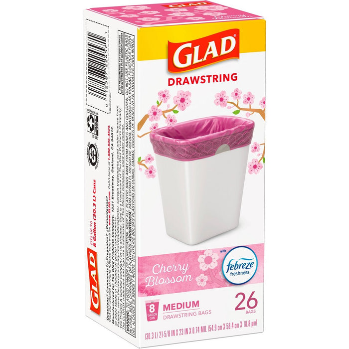 Glad DrawString Trash Bags - Cherry Blossom - 8 Gallon - 26ct