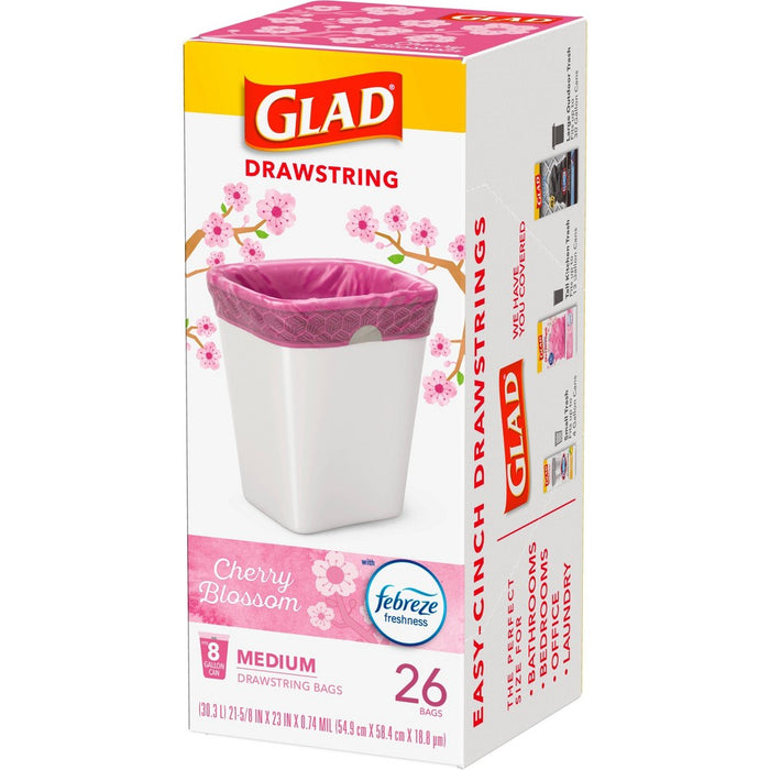 Glad DrawString Trash Bags - Cherry Blossom - 8 Gallon - 26ct