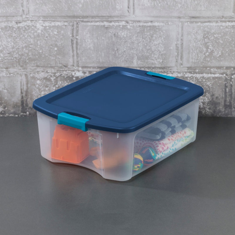 Sterilite 12 Gal Latch & Carry Clear with Blue Lid and Blue Latches (LOCAL PICKUP ONLY)