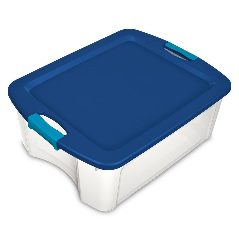 Sterilite 12 Gal Latch & Carry Clear with Blue Lid and Blue Latches (LOCAL PICKUP ONLY)
