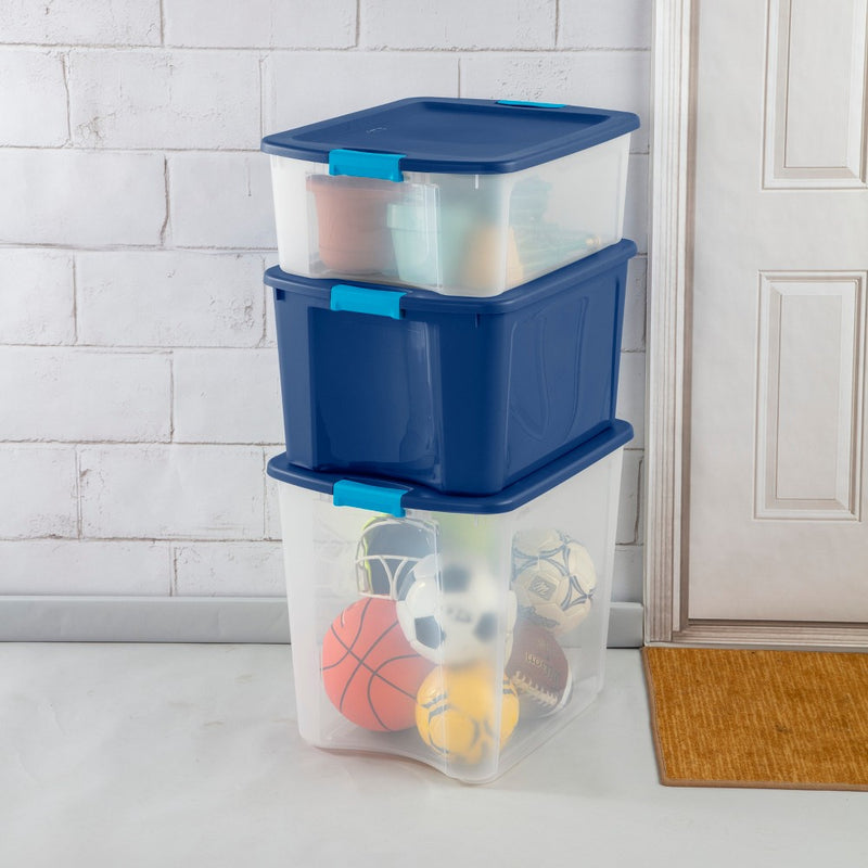 Sterilite 12 Gal Latch & Carry Clear with Blue Lid and Blue Latches (LOCAL PICKUP ONLY)