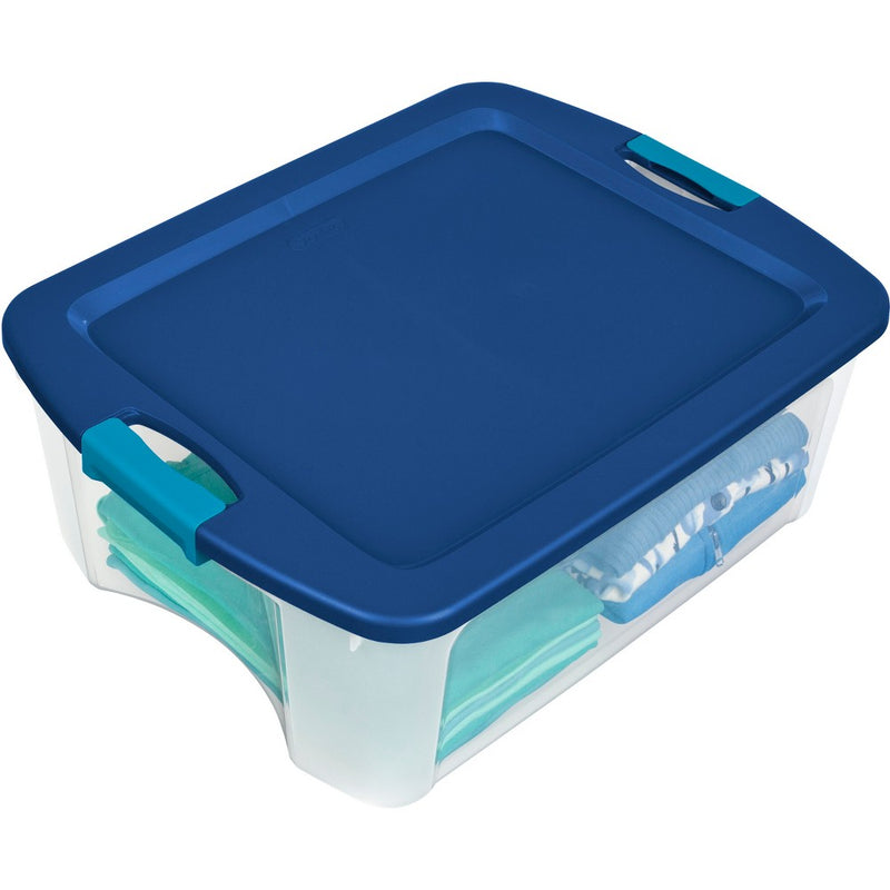 Sterilite 12 Gal Latch & Carry Clear with Blue Lid and Blue Latches (LOCAL PICKUP ONLY)