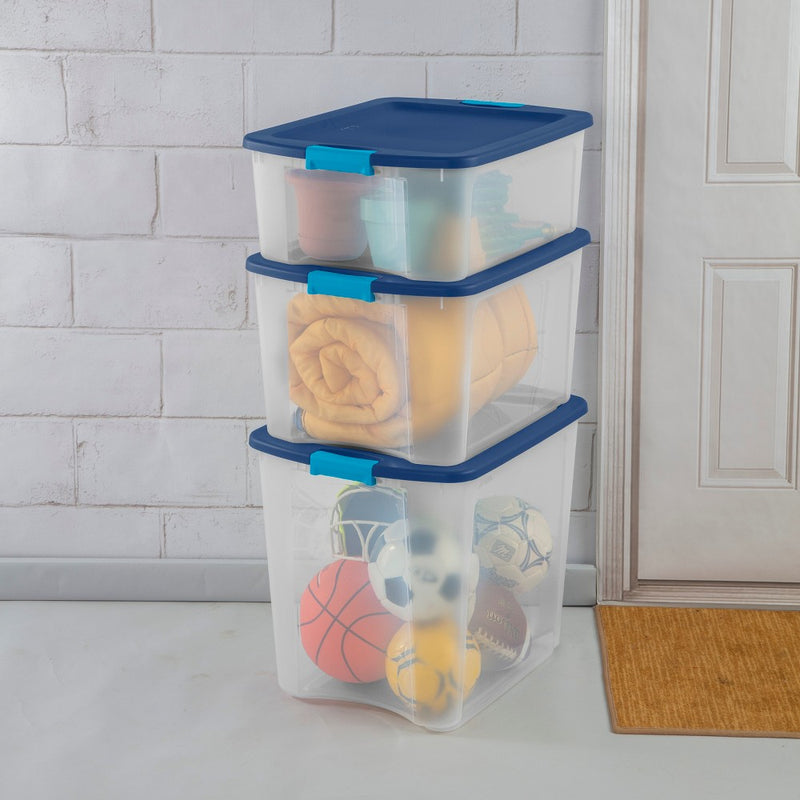 Sterilite 12 Gal Latch & Carry Clear with Blue Lid and Blue Latches (LOCAL PICKUP ONLY)
