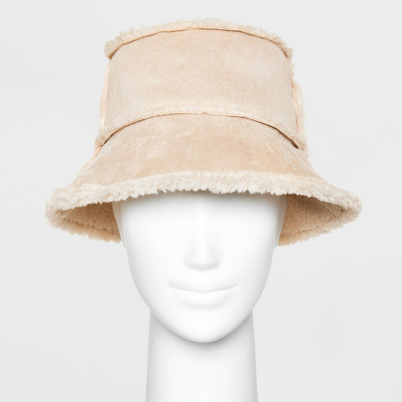 Faux Shearling Bucket Reversible Hat - Wild Fable Tan