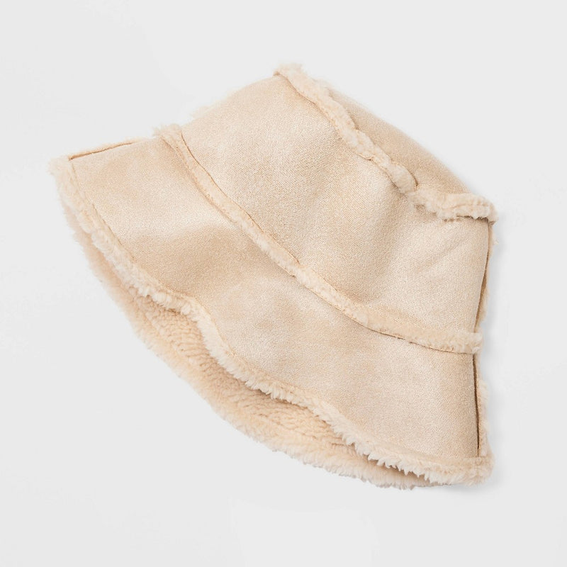 Faux Shearling Bucket Reversible Hat - Wild Fable Tan