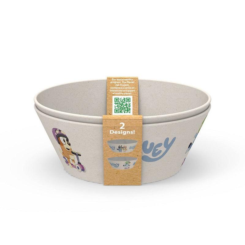 Zak Designs 'Bluey' 22oz 2pk Melamine and Bamboo Bowl Set