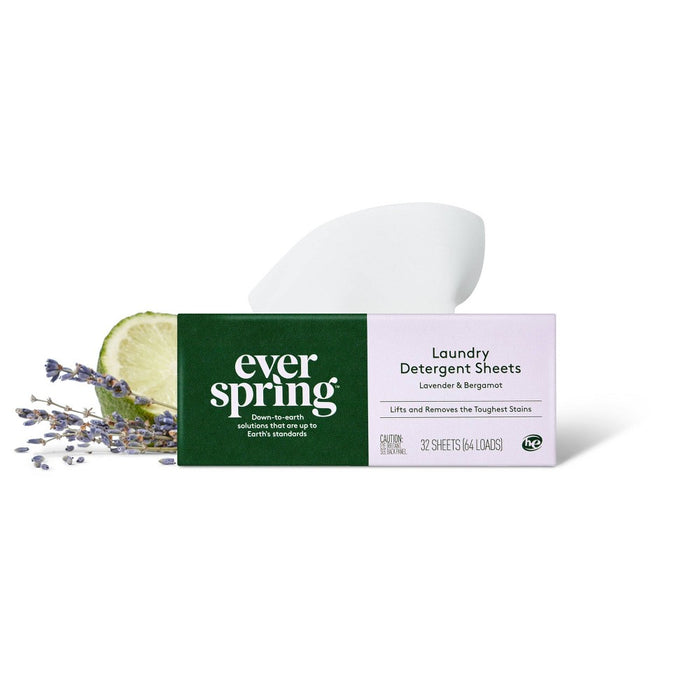 Lavender & Bergamot Laundry Detergent Sheets - 64 Loads - Everspring