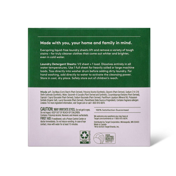 Lavender & Bergamot Laundry Detergent Sheets - 64 Loads - Everspring
