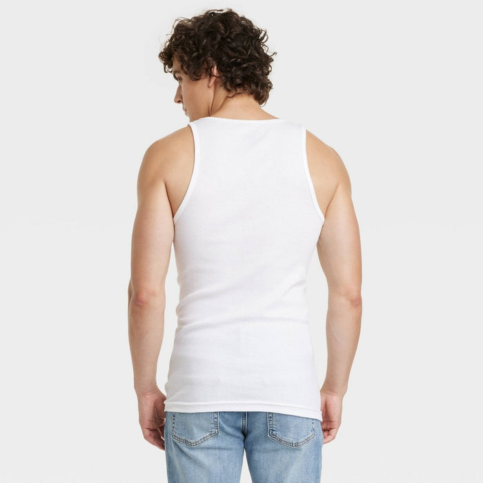 Men's 4pk Ribbed Tank Top - Goodfellow & Co White S