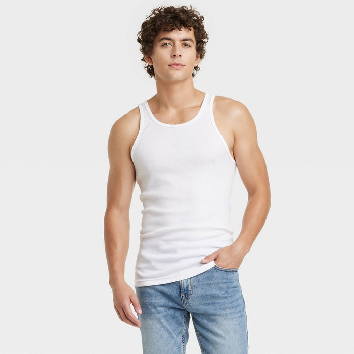 Men's 4pk Ribbed Tank Top - Goodfellow & Co White S