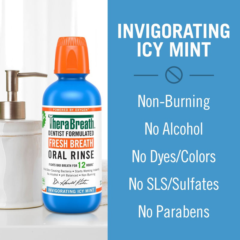 TheraBreath Fresh Breath Oral Rinse Icy Mint - 33.8 fl oz