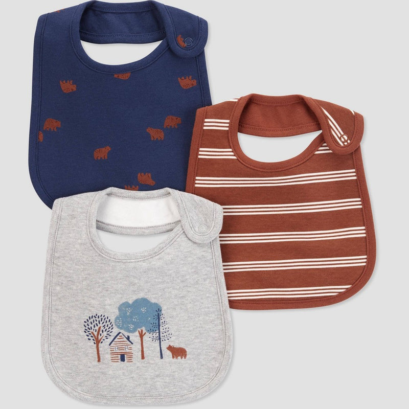 Carter's Just One You? Baby Boys' 3pk Bear Bib - Blue/Brown