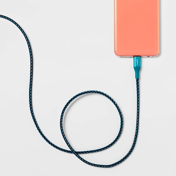 6' USB-C to USB-C Braided Cable - heyday Ocean Teal/Navy