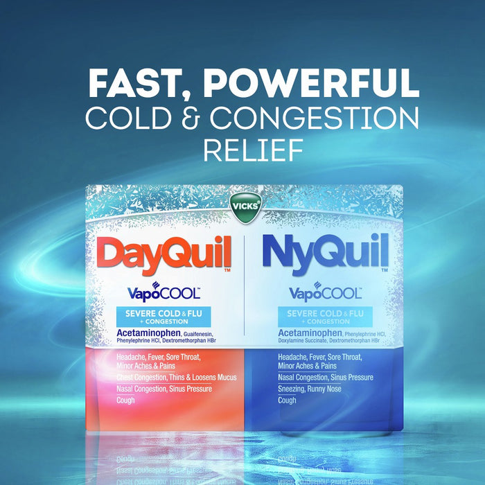 Vicks DayQuil & NyQuil Severe VapoCOOL Cold & Flu Medicine Caplets - 24ct