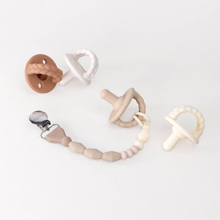 Itzy Ritzy Lux Silicone Pacifier Strap - Toast Ombre