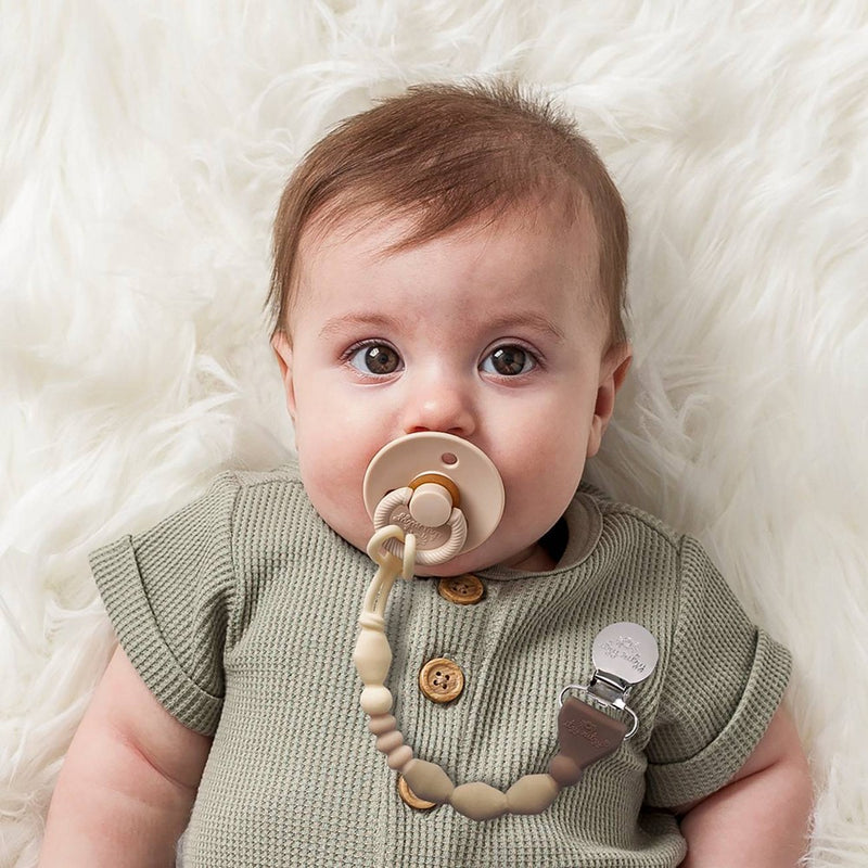 Itzy Ritzy Lux Silicone Pacifier Strap - Toast Ombre