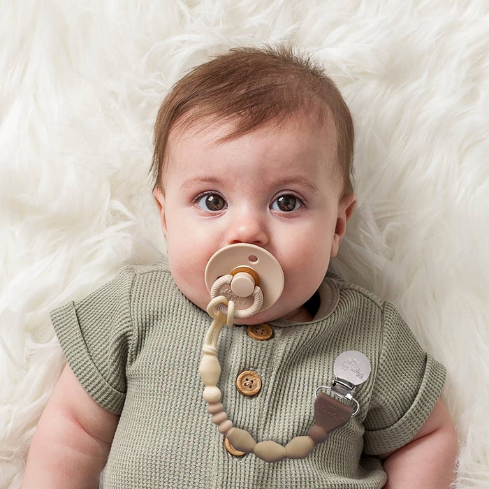 Itzy Ritzy Lux Silicone Pacifier Strap - Toast Ombre