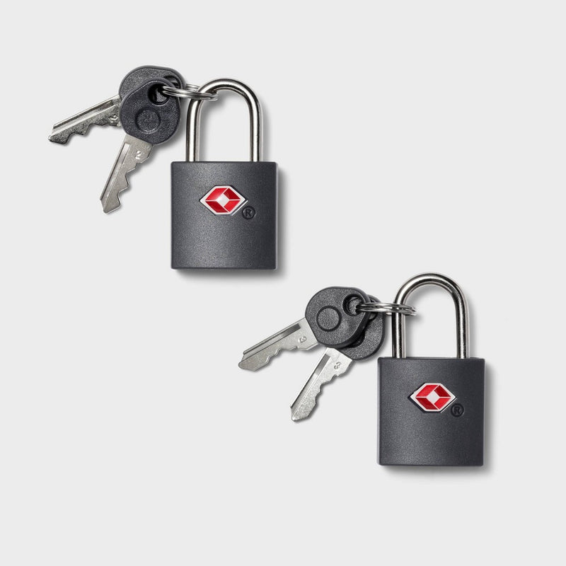 2pk Key Luggage Lock Gray - Open Story