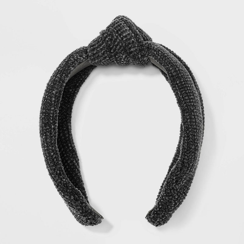Chenille Fabric Knot Top Headband - Universal Thread Gray
