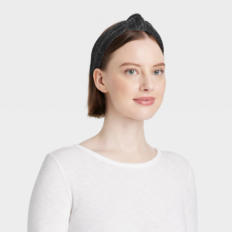 Chenille Fabric Knot Top Headband - Universal Thread Gray