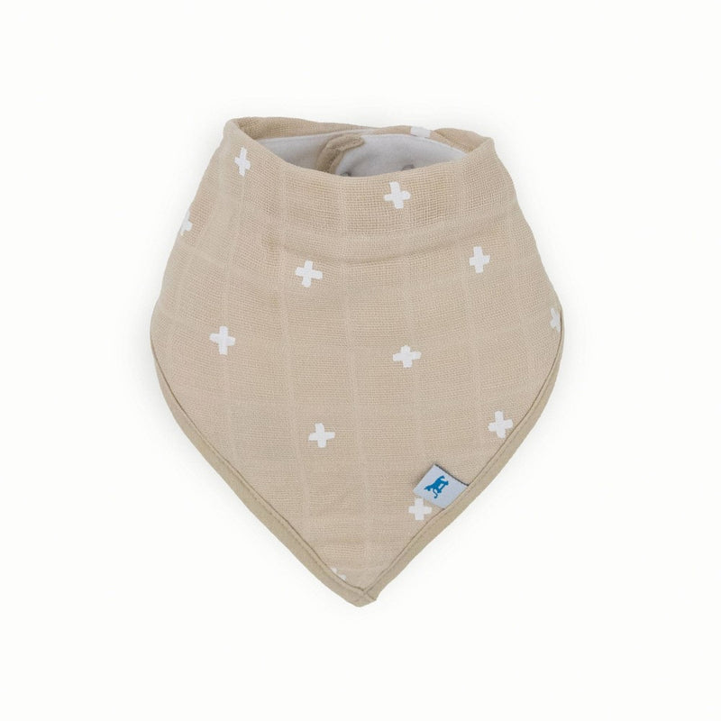 Little Unicorn Cotton Muslin Bandana Bib - Taupe Cross - 4pk
