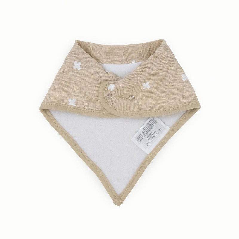 Little Unicorn Cotton Muslin Bandana Bib - Taupe Cross - 4pk