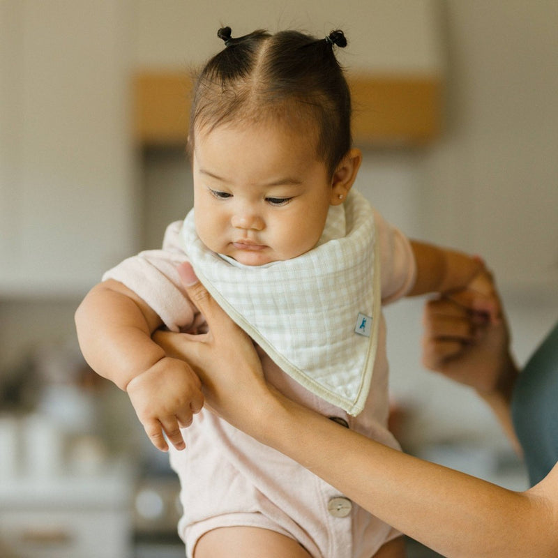 Little Unicorn Cotton Muslin Bandana Bib - Taupe Cross - 4pk