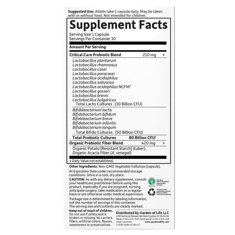 Garden of Life Probiotic Critical Care Capsules - 30ct