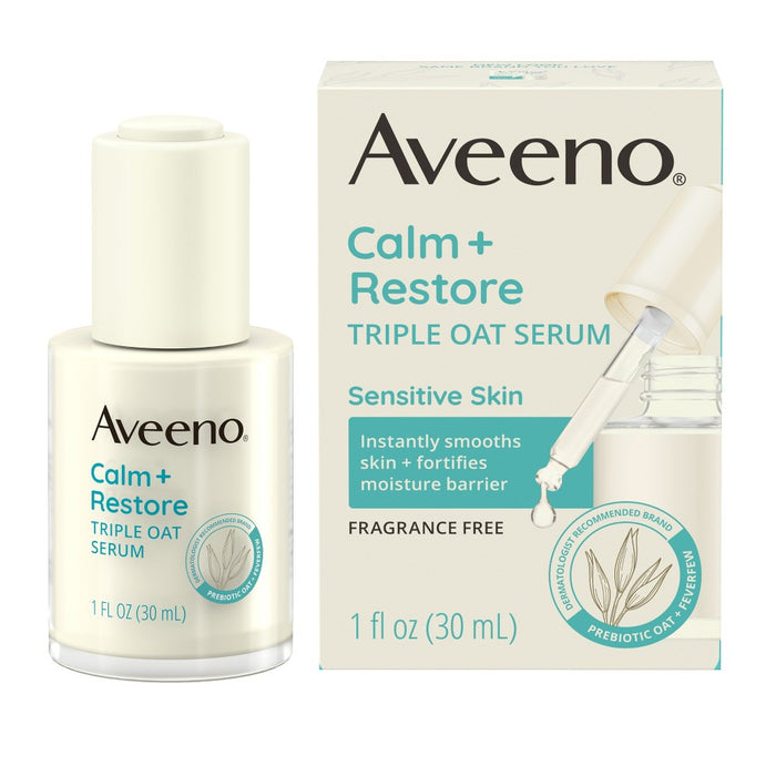 Aveeno Calm + Restore Triple Oat Hydrating Face Serum for Sensitive Skin - Fragrance Free - 1 fl oz