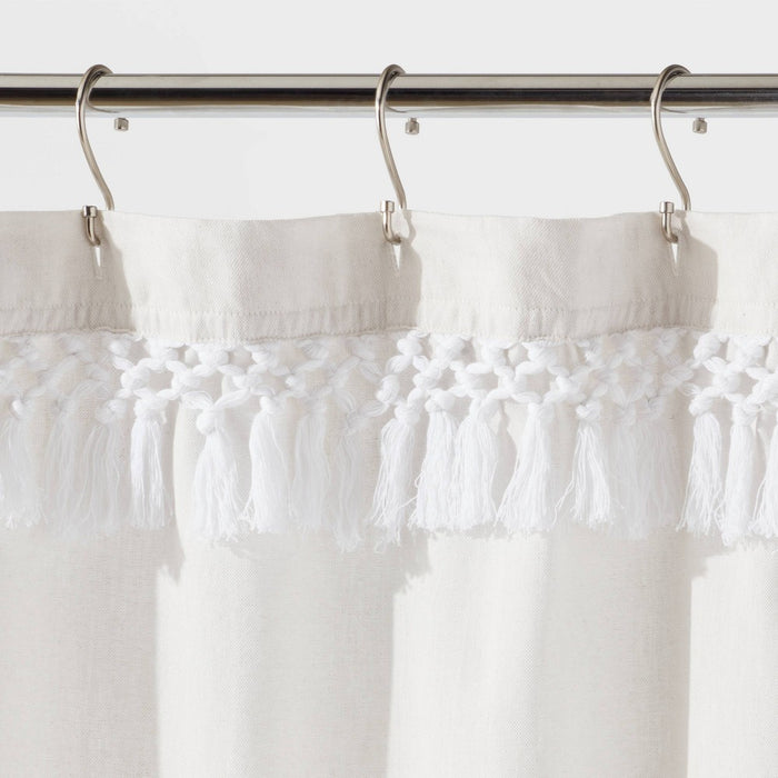 Crochet Trim Shower Curtain Cream - Threshold