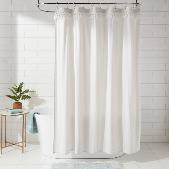 Crochet Trim Shower Curtain Cream - Threshold