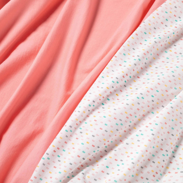 Fitted Jersey Crib Sheet - Cloud Island Confetti/Coral 2pk