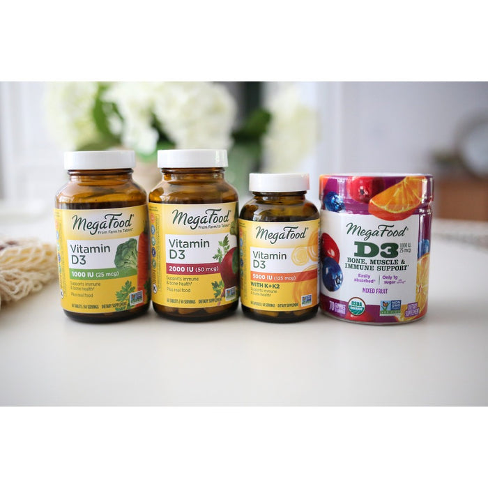 MegaFood Vitamin D3 5000 IU for Immune Support, Paired with Vitamin K + K2 Vegetarian Capsules - 60ct