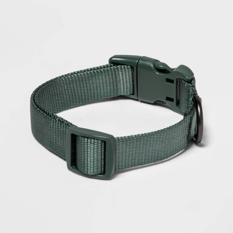 Basic Dog Adjustable Collar with Color Matching Buckle - S - Green - Boots & Barkley