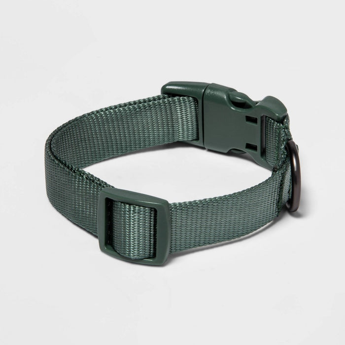 Basic Dog Adjustable Collar with Color Matching Buckle - S - Green - Boots & Barkley