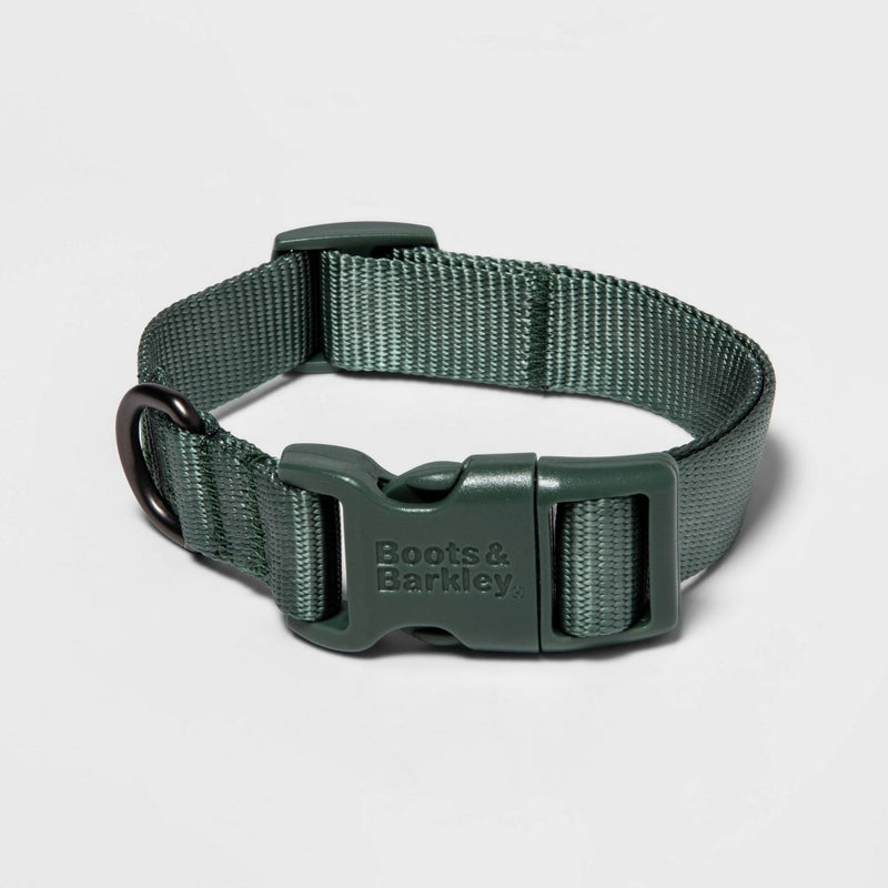 Basic Dog Adjustable Collar with Color Matching Buckle - S - Green - Boots & Barkley