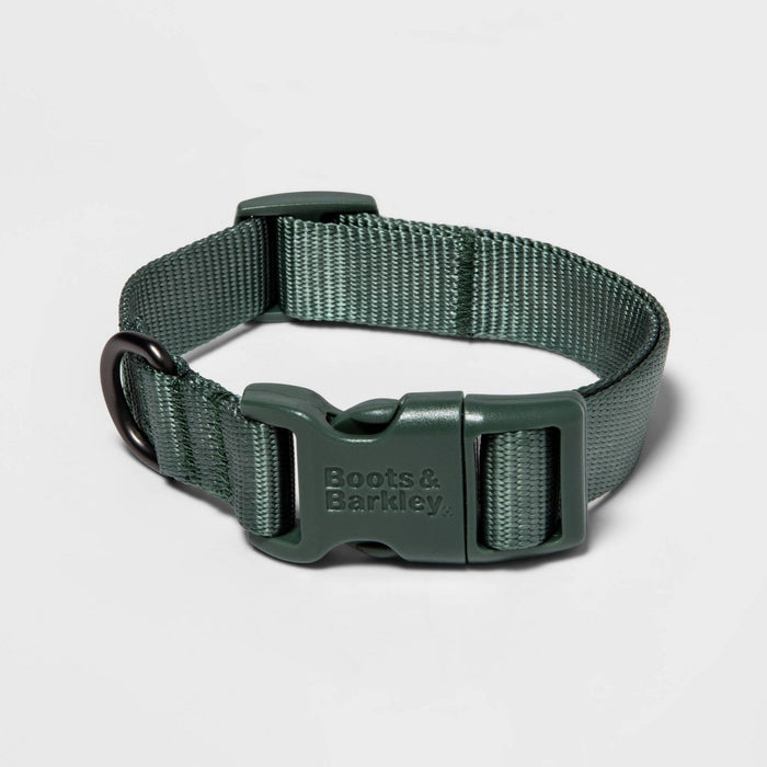 Basic Dog Adjustable Collar with Color Matching Buckle - S - Green - Boots & Barkley
