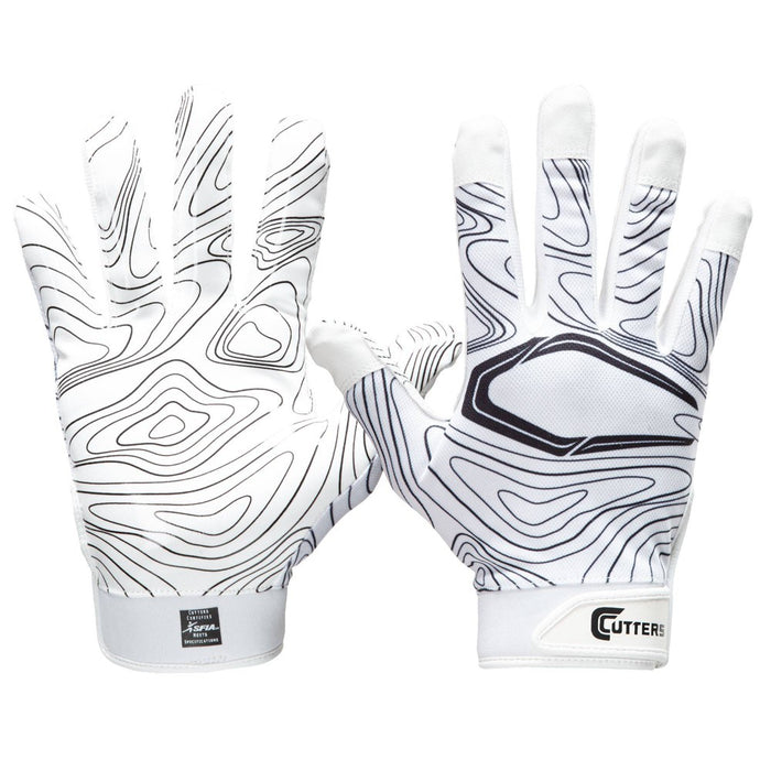 Cutters Game Day Receiver Youth Sports Gloves - White Topo S/M