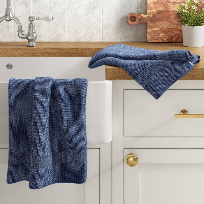 2pk Cotton Waffle Terry Kitchen Towels Dark Blue - Threshold