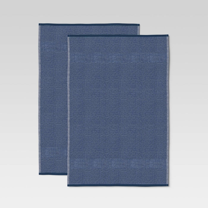 2pk Cotton Waffle Terry Kitchen Towels Dark Blue - Threshold