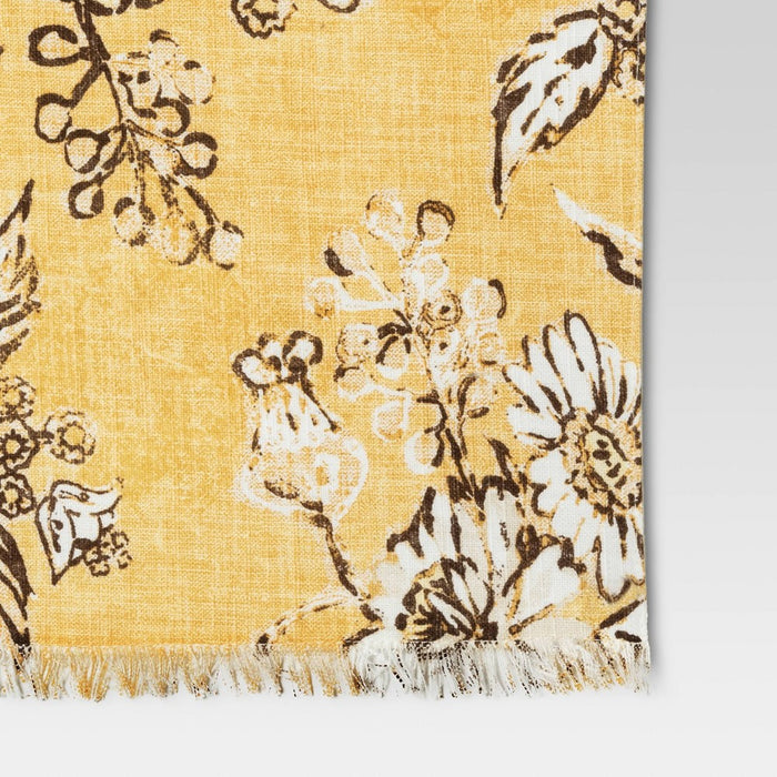 Cotton Flower Printed Fused Placemat Yellow - Threshold