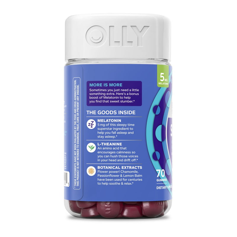 OLLY Extra Strength Sleep Gummies Pouch with 5mg Melatonin - Blackberry Zen - 70ct