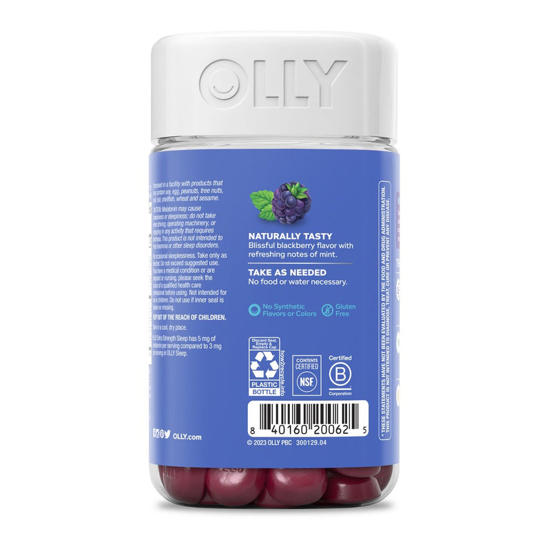 OLLY Extra Strength Sleep Gummies Pouch with 5mg Melatonin - Blackberry Zen - 70ct