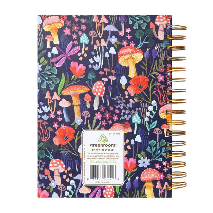 Blank Journal 6"x8" Hard Cover Mushrooms Navy - greenroom