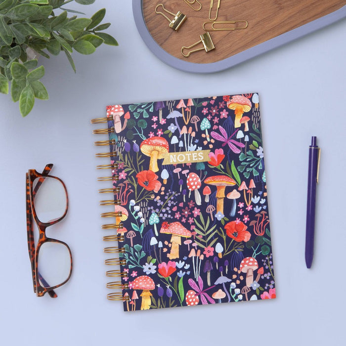 Blank Journal 6"x8" Hard Cover Mushrooms Navy - greenroom