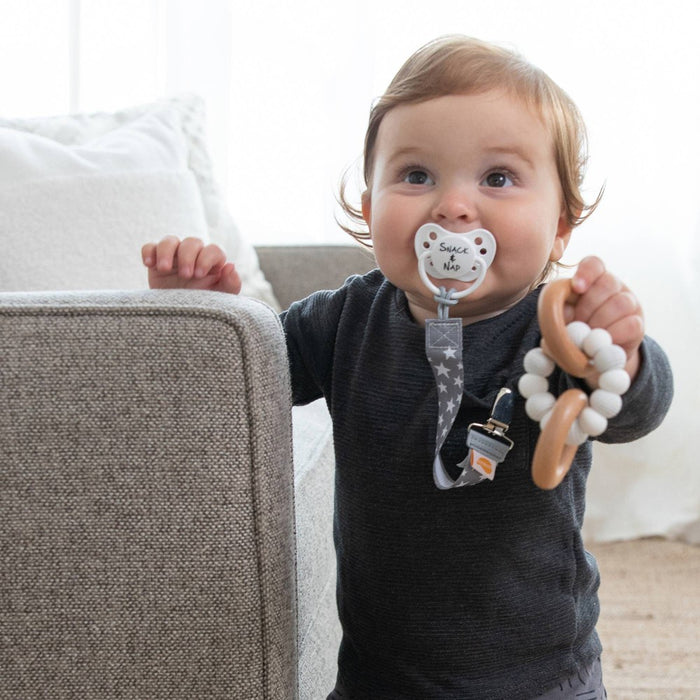Ulubulu Silicone with Wood Teether - Marble White