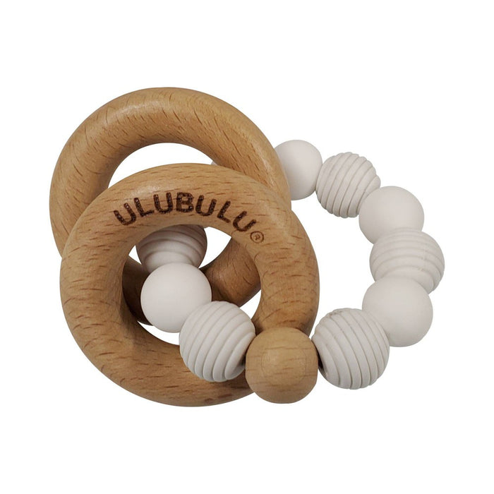 Ulubulu Silicone with Wood Teether - Marble White