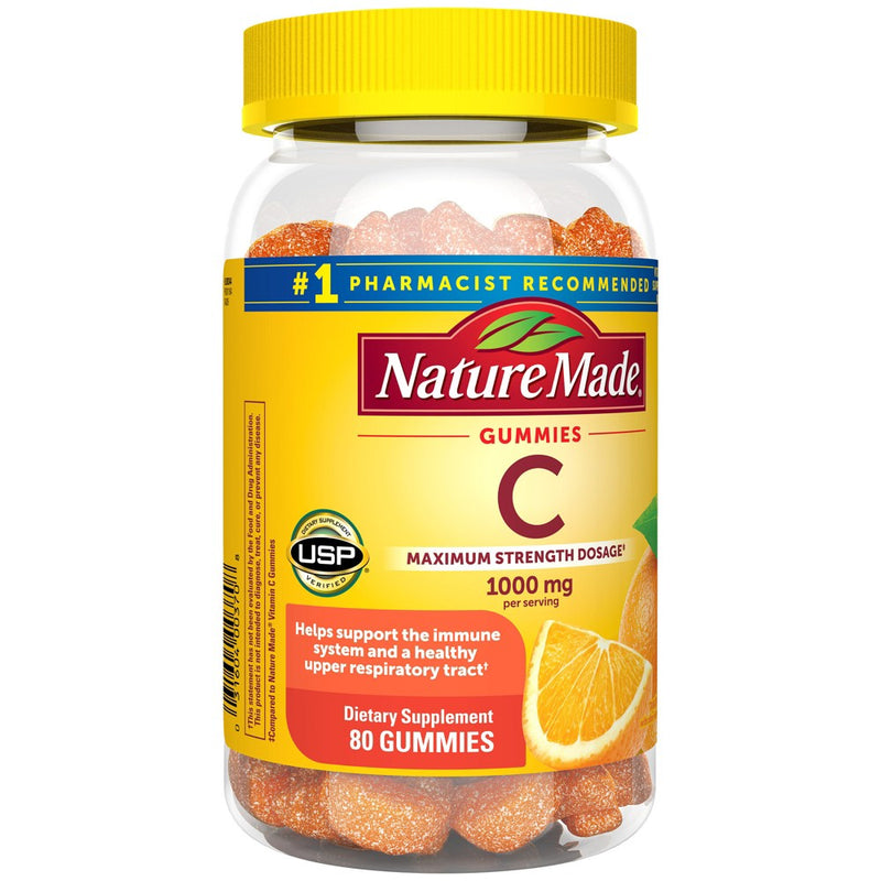 Nature Made Vitamin C Gummies Maximum Strength Dosage Immune Support 1000 mg Per Serving - 80ct