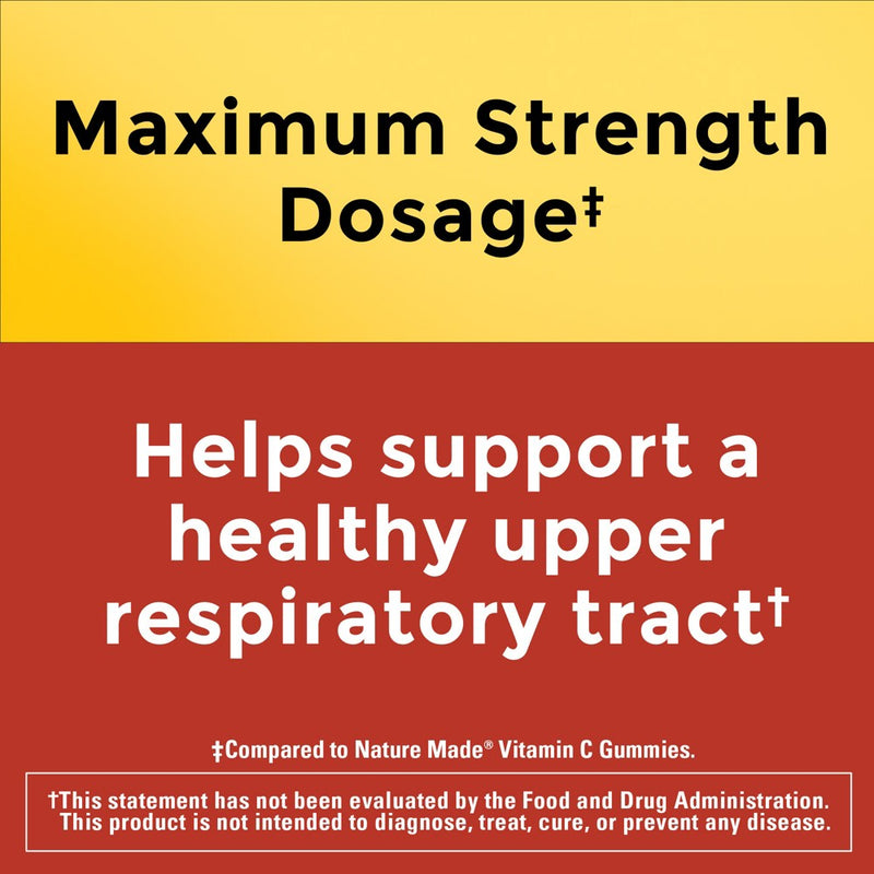 Nature Made Vitamin C Gummies Maximum Strength Dosage Immune Support 1000 mg Per Serving - 80ct